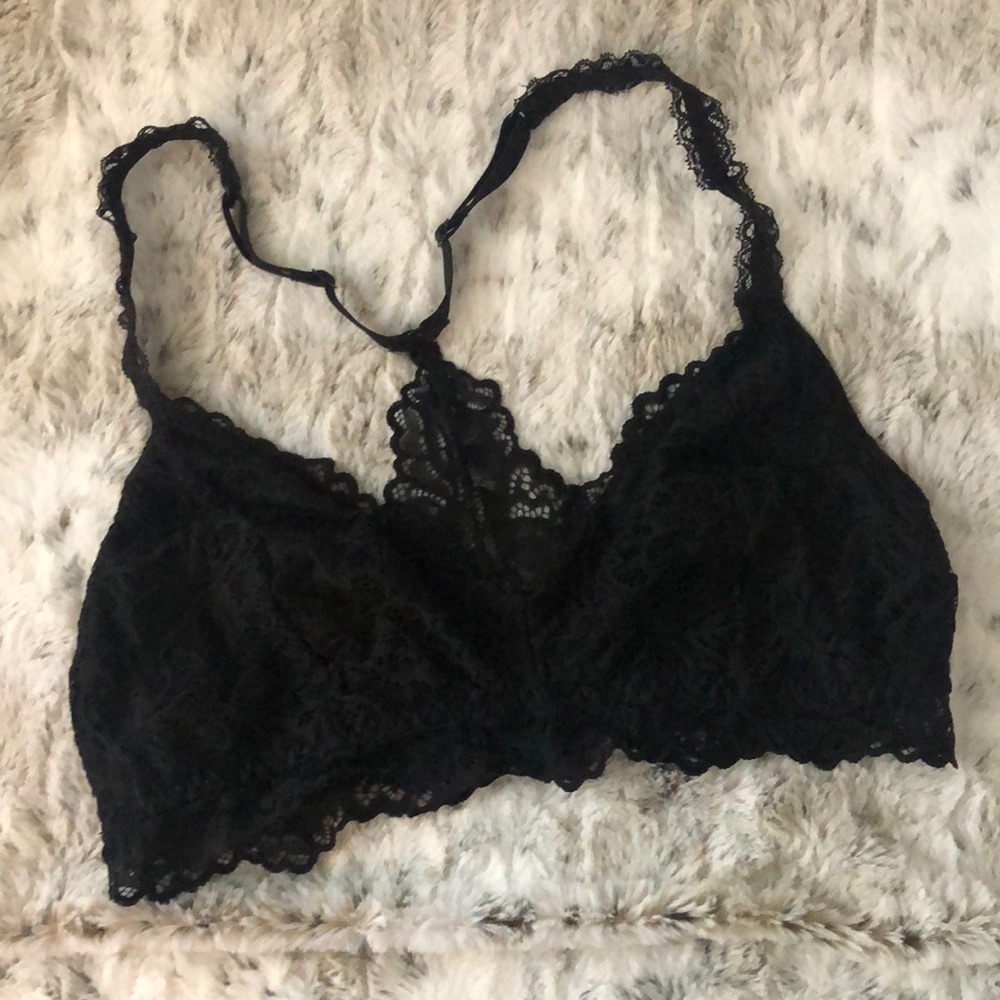 NWOT Black lace racer back bra